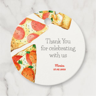 Etiquetas Para Recuerdos pizza acuarela cumpleaños fiesta gracias