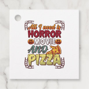 Etiquetas Para Recuerdos Pizza de Película de Terror Halloween Calabaza Crá