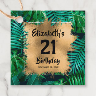Etiquetas Para Recuerdos Plantas Tropicales Oro 21 cumpleaños personalizado