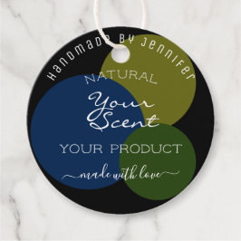 Etiquetas Para Recuerdos Plantilla negra moderna Círculos de mostaza verde 