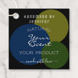 Etiquetas Para Recuerdos Plantilla negra moderna Círculos de mostaza verde 