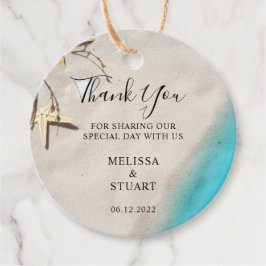 Etiquetas Para Recuerdos Playa tropical de arena dorada. Gracias boda