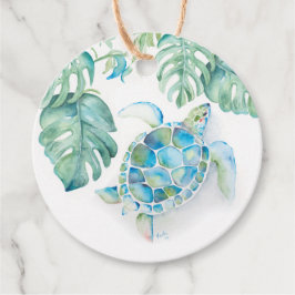 Etiquetas Para Recuerdos Playa Tropical Tortuga Marina Acuarela