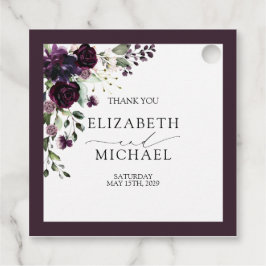 Etiquetas Para Recuerdos Plum Purple Mauve Floral Watercolor Script Boda