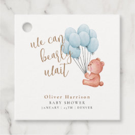 Etiquetas Para Recuerdos Podemos Esperar El Bear Blue Balloon Baby Shower