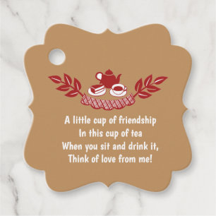 Etiquetas Para Recuerdos Poema editable Red Tea Time Silhouette Tea Bag