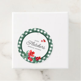 Etiquetas Para Recuerdos Pomegranate y Green Gingham Personalizado