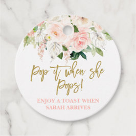 Etiquetas Para Recuerdos Pop it cuando ella sopla rosa y dorado floral
