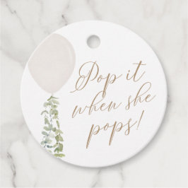 Etiquetas Para Recuerdos Pop it cuando hace Baby Shower con globo blanco