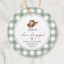 Etiquetas Para Recuerdos Pop it when she Pops Green Gingham Cowboy 