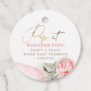 Etiquetas Para Recuerdos Pop it When Shen Pops - Baby Shower Floral Rosa