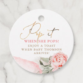 Etiquetas Para Recuerdos Pop it When Shen Pops - Baby Shower Floral Rosa