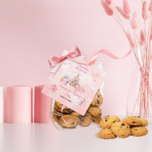 Etiquetas Para Recuerdos Popcorn rosa y fiesta de cumpleaños de pijamas