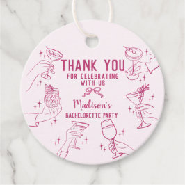Etiquetas Para Recuerdos Postre de Despedida de Soltera con Cóctel Rosa