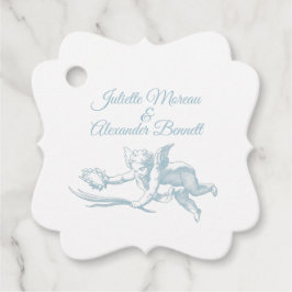 Etiquetas Para Recuerdos Powder Blue Toile de Jouy Cherub Wedding Favor Tag