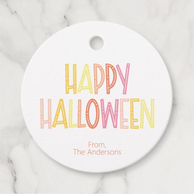 Etiquetas Para Recuerdos Preppy Happy Halloween (Anverso)