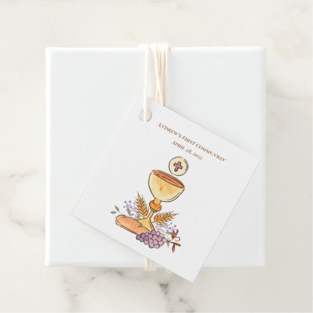 Etiquetas Para Recuerdos Primer cáliz comunitario, uvas, trigo (In situ)