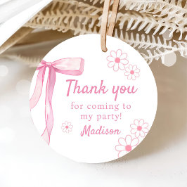 Etiquetas Para Recuerdos Primer cumpleaños de Bow Elegante Rosado