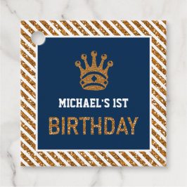Etiquetas Para Recuerdos Primer cumpleaños de la Corona Real de Oro Azul de