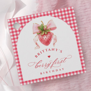 Etiquetas Para Recuerdos Primer cumpleaños de Red Gingham Berry
