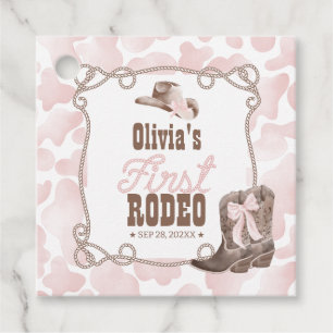 Etiquetas Para Recuerdos Primer Rodeo Cumpleaños 1º Polvo Rosa