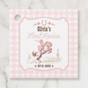 Etiquetas Para Recuerdos Primer Rodeo Cumpleaños 1º Rosa Occidental
