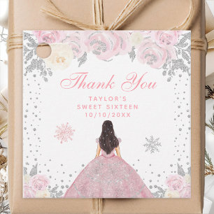 Etiquetas Para Recuerdos Princesa Cabello Castaño Invierno Rosa Dulces Diec