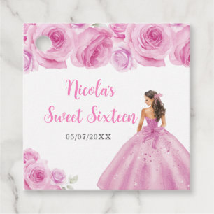 Etiquetas Para Recuerdos Princesa floral con vestido rosa claro dulce dieci