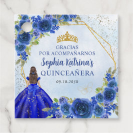 Etiquetas Para Recuerdos Princesa Floral de Oro Azul Marina Tiara Gracias