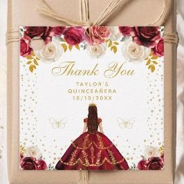 Etiquetas Para Recuerdos Princesa Floral Roja Quinceañera