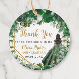 Etiquetas Para Recuerdos Princesa floral verde esmeralda Quinceañera dulce 