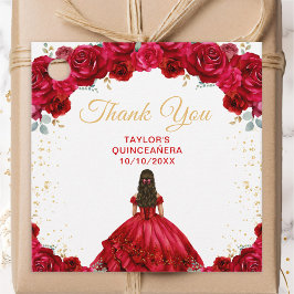Etiquetas Para Recuerdos Princesa Roja Quinceañera Gracias