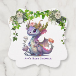 Etiquetas Para Recuerdos Princess Dragon Florals Chica Baby Shower Gracias