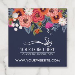 Etiquetas Para Recuerdos Producto Coral Boho Florals Azul Marino