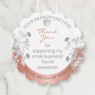 Etiquetas Para Recuerdos Producto de oro floral blanco y Rosa muy elegante