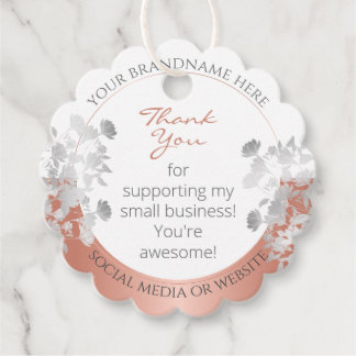 Etiquetas Para Recuerdos Producto de oro floral blanco y Rosa muy elegante