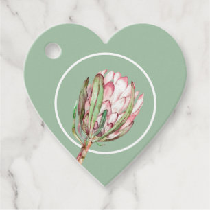 Etiquetas Para Recuerdos Protea Rosada Tropical Fiesta del CORAZÓN Floral