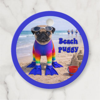 Etiquetas Para Recuerdos Pug de Playa