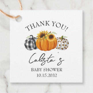 Etiquetas Para Recuerdos Pumpkin de otoño y Baby Shower de girasol gracias