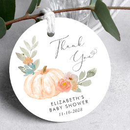 Etiquetas Para Recuerdos Pumpkin Watercolor Baby Shower Gracias