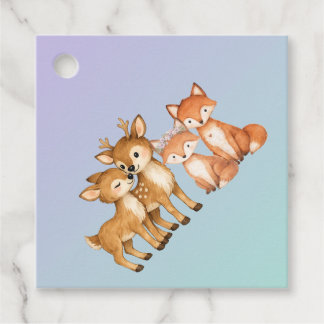Etiquetas Para Recuerdos Purple and Mint Woodland Animals Favor Tags