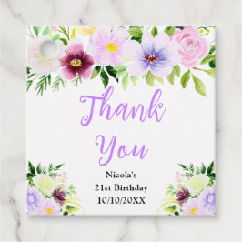 Etiquetas Para Recuerdos Purple Flowers Birthday Thank You