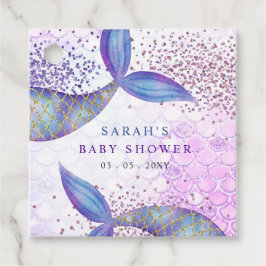 Etiquetas Para Recuerdos Purple Purpurina Mermaid Baby Shower