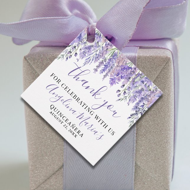 Etiquetas Para Recuerdos Purple Quinceanera Gracias (Purple Quinceanera Thank You Favor Tags)