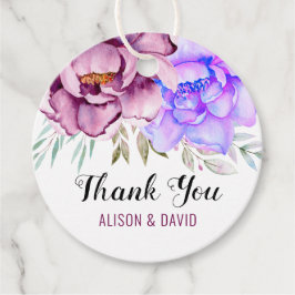 Etiquetas Para Recuerdos Púrpura, azul acuarela flores boda floral