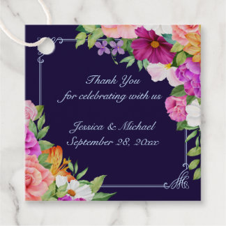 Etiquetas Para Recuerdos Púrpura Rosa Oscuro Azul Negrita Boda Floral Color
