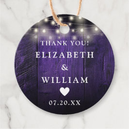 Etiquetas Para Recuerdos Púrpura String ilumina el Boda de Boho Barn de Mad