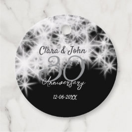 Etiquetas Para Recuerdos Purpurina de aniversario de 30 bodas gris plateado