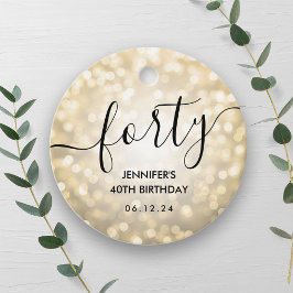 Etiquetas Para Recuerdos Purpurina de oro de guión moderno ilumina 40 cumpl