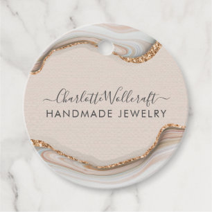 Etiquetas Para Recuerdos Purpurina De Oro Rosa Marble Agate Joyería Hecha A